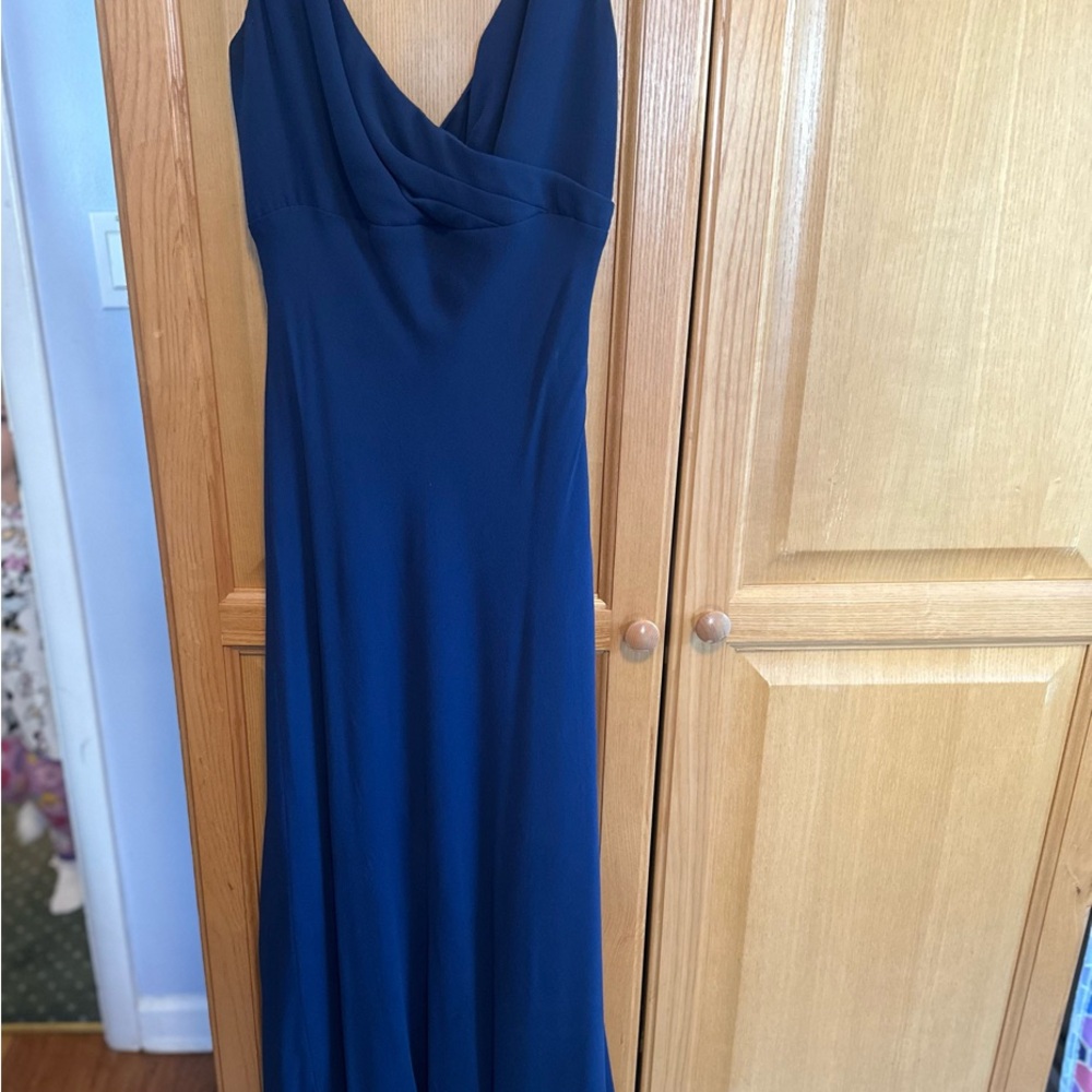 Nicole Miller Blue Sleeveless Cowl Neck Maxi Gown
